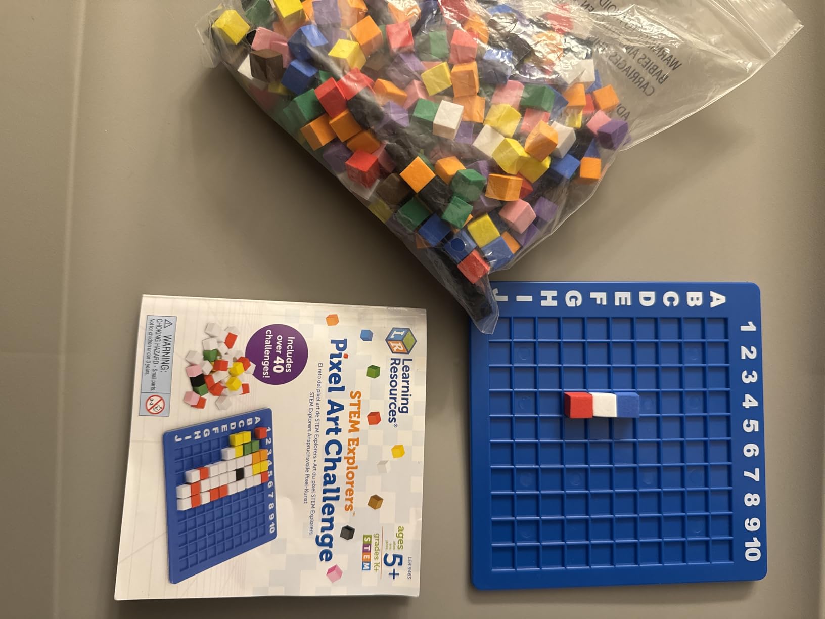 Learning Resources STEM Explorers Pixel Art Challenge - Math Puzzles, Pattern Blocks, Sensory Bin, Arts and Crafts, Math Manipulatives, Building Toys, Montessori - Customer Photo 2