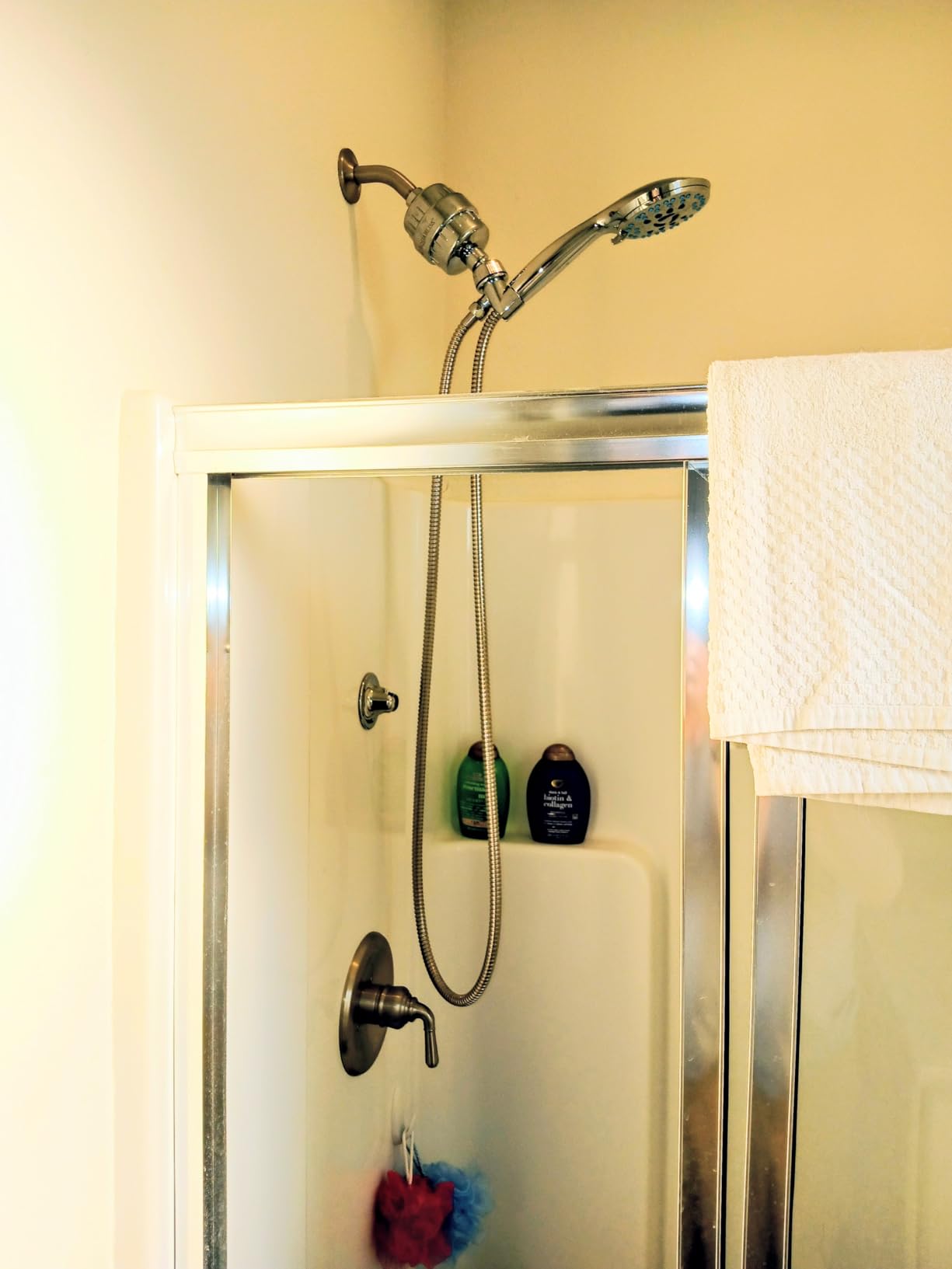 Hotel Spa AquaCare High Pressure 8-Mode Handheld Shower Head - Anti-clog Nozzles, Built-in Power Wash to Clean Tub, Extra Long 6 ft. Stainless Steel Hose, Wall & Overhead Brackets - Customer Photo 1