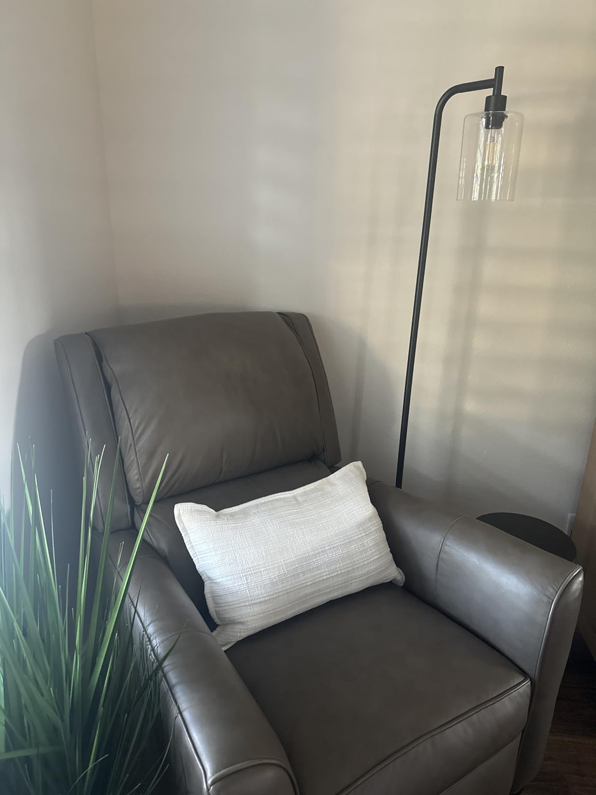 Industrial Floor Lamp with Glass Shade - Black, LED Bulbs, Foot Pedal Switch, Easy Assembly - Customer Photo 1