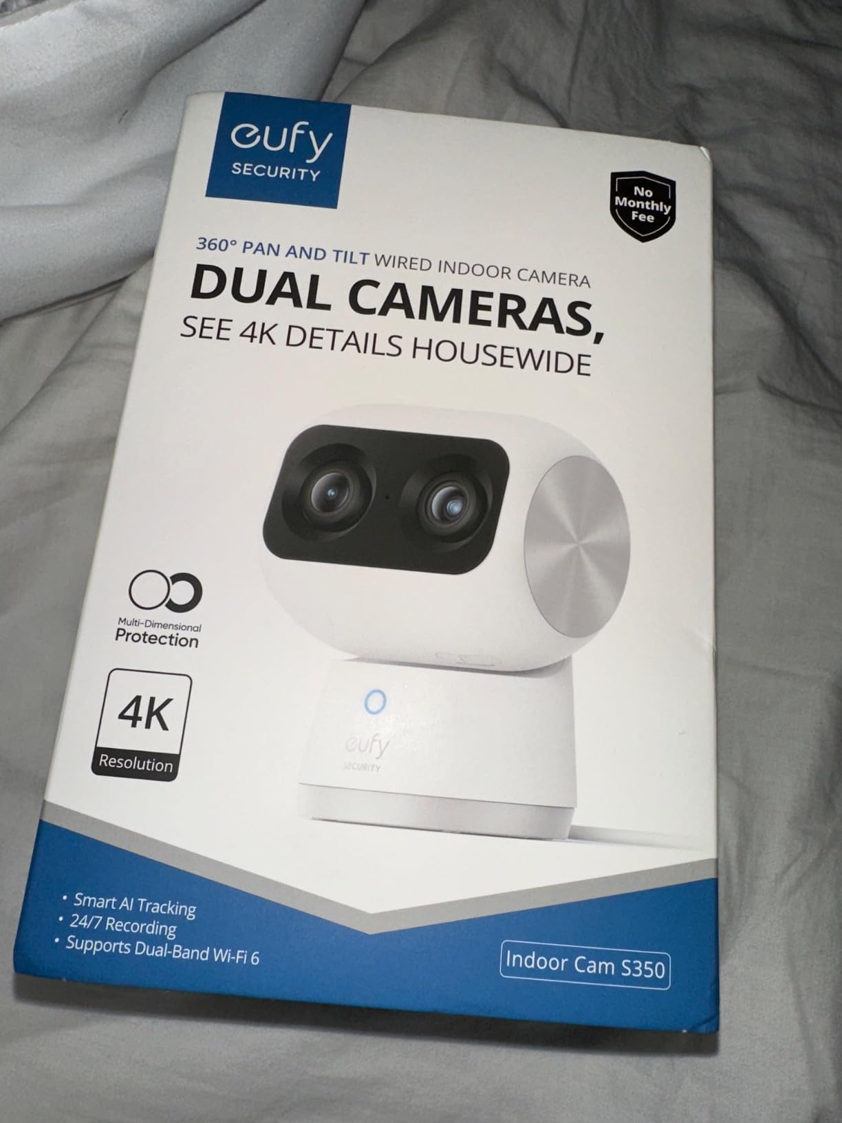 eufy Security Indoor Cam S350, Dual Cameras, 4K UHD Security Camera with 8× Zoom, 360° Camera, Baby Monitor, Pet Camera, Human/Pet Detection, AI Tracking, 2.4G/5G Wi-Fi, Plug in - Customer Photo 2