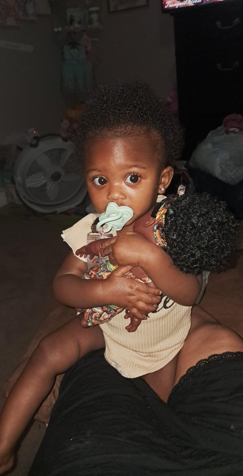 Nice2you Black Baby Doll, 10 inch American African Girl Doll with Dress, Realistic Reborn for Kids Aged 2 3 4 5 6, Silicone Small Toy Curly Hair Birthday Gift, Brown, BD-1 - Customer Photo 2