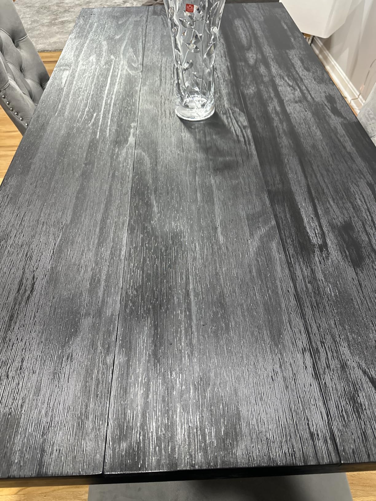 Plank+Beam 72 Inch Farmhouse Dining Table, Solid Wood Rustic Kitchen Table, Large Wooden Rectangular Dinner Table for Dining Room, Home Office, Living Room Furniture, Easy Assembly, Black Wirebrush - Customer Photo 3