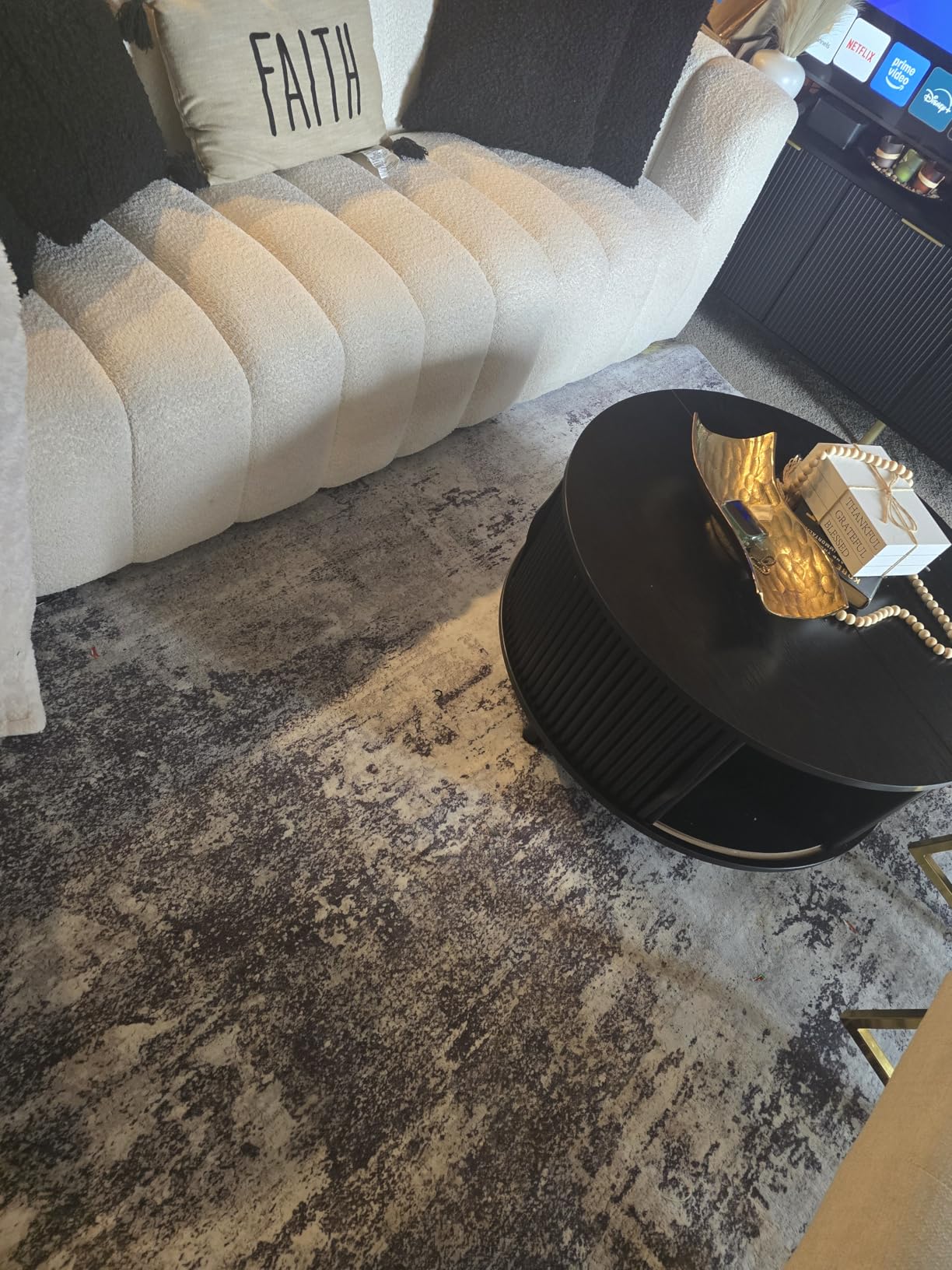 8x10 Area Rugs for Living Room: Abstract Washable Rug with Anti-Slip Backing Non-Shedding Stain-Resistant Soft Modern Large Carpet for Bedroom Dining Room Farmhouse Nursery Home Office Black - Customer Photo 2