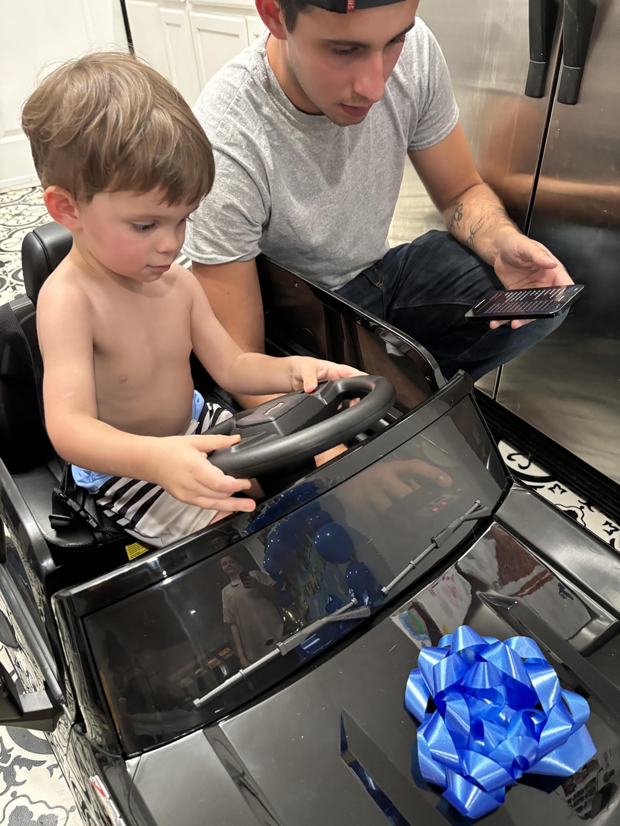 Best Choice Products 12V Licensed Chevrolet Silverado Ride On Truck, Electric Car Toy w/Parent Remote Control, Truck Bed Storage, Bluetooth Speaker, LED Lights, 2.5 MPH Max Speed - Black - Customer Photo 3