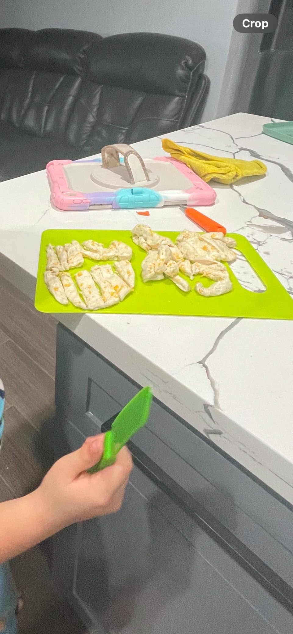 13 Pieces Montessori Kitchen Toys for Toddlers-Kids Cooking Sets Real-Toddler Toys Set for Real Cooking with Plastic Children Safe Knives Crinkle Cutter Kids Cutting Board - Customer Photo 1