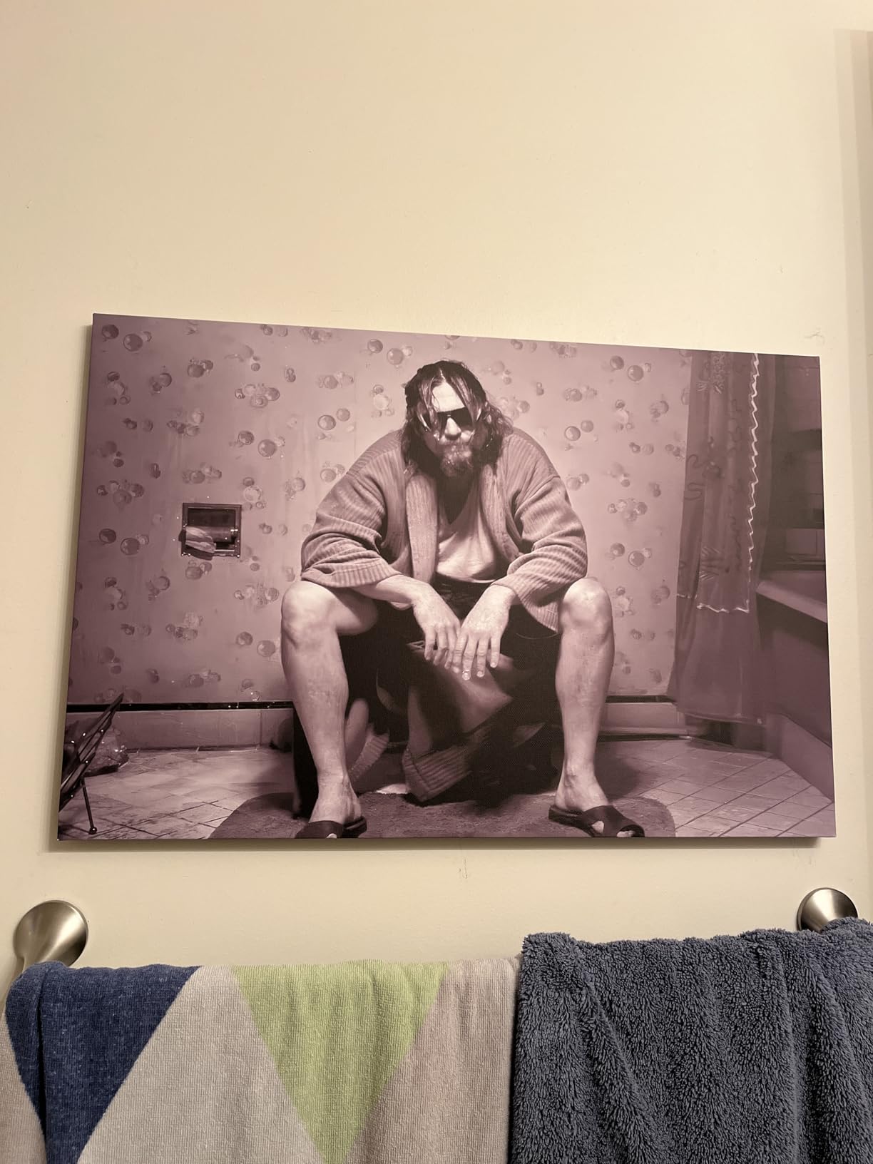 Framed Funny Bathroom Canvas Wall Art Set of 2 - Black and White Vintage Comedy Movies Posters, Funny Toilet Humour Smell Wall Decor Prints for Bathroom Decor 12x16in - Customer Photo 2