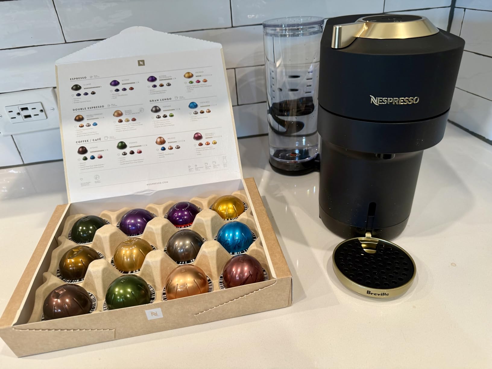Nespresso Festive Vertuo Pop+ Coffee and Espresso Maker by Breville, Matte Black Gold Customer Review Nespresso Festive Vertuo Pop+ Coffee and Espresso Maker by Breville, Matte Black Gold - Customer Photo 2