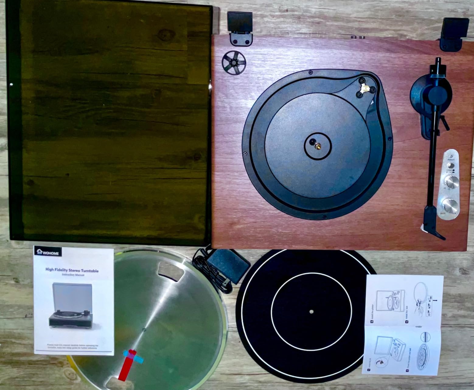 Vinyl Record Player Bluetooth Input/Output, Wohome All-in-One Hi-Fi Vintage Turntable with 4 Built in Speakers, AT-3600L Magnetic Cartridge, RCA Line Out, AUX in Headphone Jack, Auto Off Customer Review Vinyl Record Player Bluetooth Input/Output, Wohome All-in-One Hi-Fi Vintage Turntable with 4 Built in Speakers, AT-3600L Magnetic Cartridge, RCA Line Out, AUX in Headphone Jack, Auto Off - Customer Photo 1