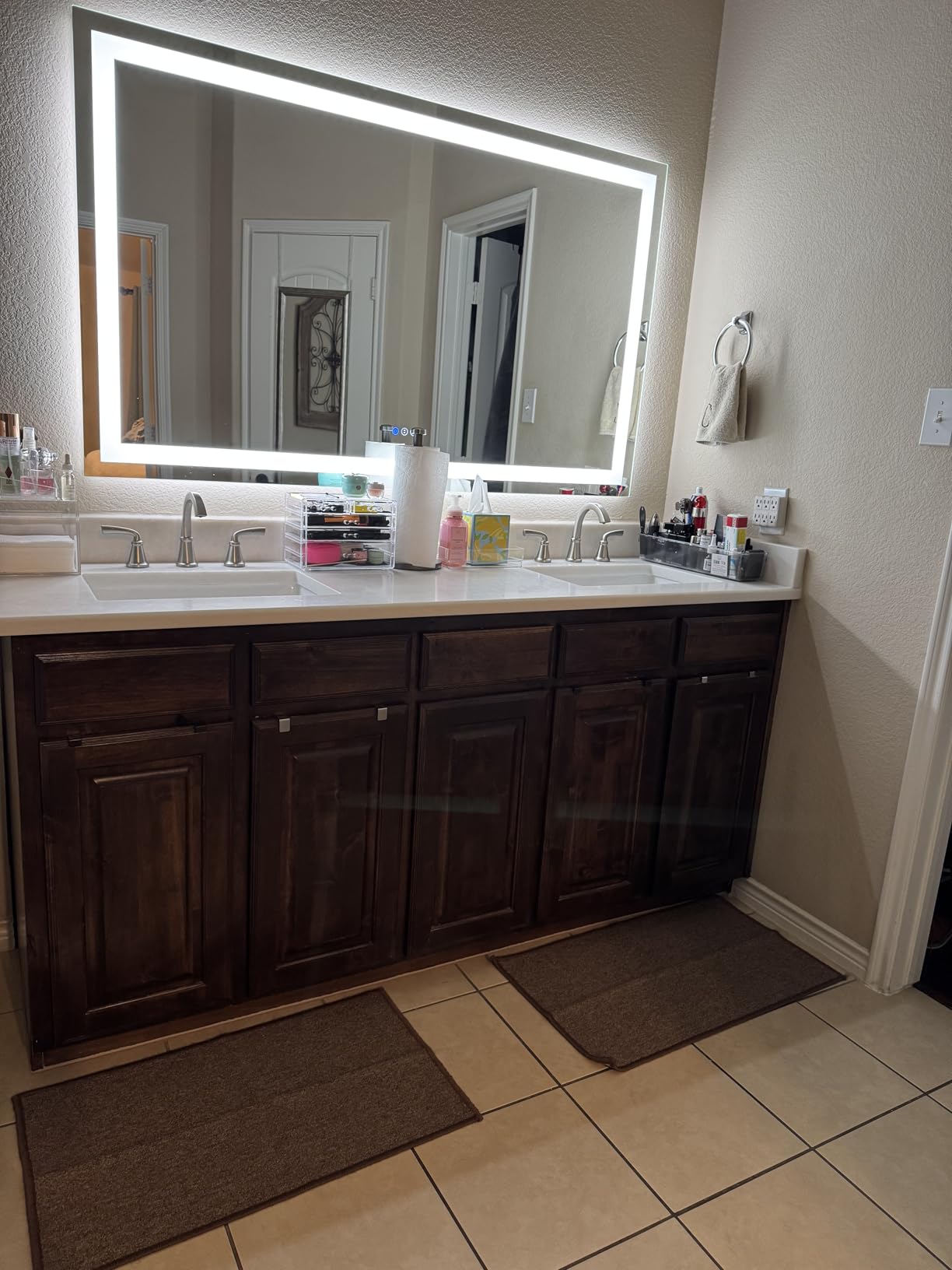 24x36 Inch LED Bathroom Mirror with Lights (Front Lit and Backlit) Black Framed Lighted Vanity Mirror for Bathroom Wall Dimmable Anti-Fog Memory Tempered Glass Horizontal/Vertical Customer Review 24x36 Inch LED Bathroom Mirror with Lights (Front Lit and Backlit) Black Framed Lighted Vanity Mirror for Bathroom Wall Dimmable Anti-Fog Memory Tempered Glass Horizontal/Vertical - Customer Photo 2