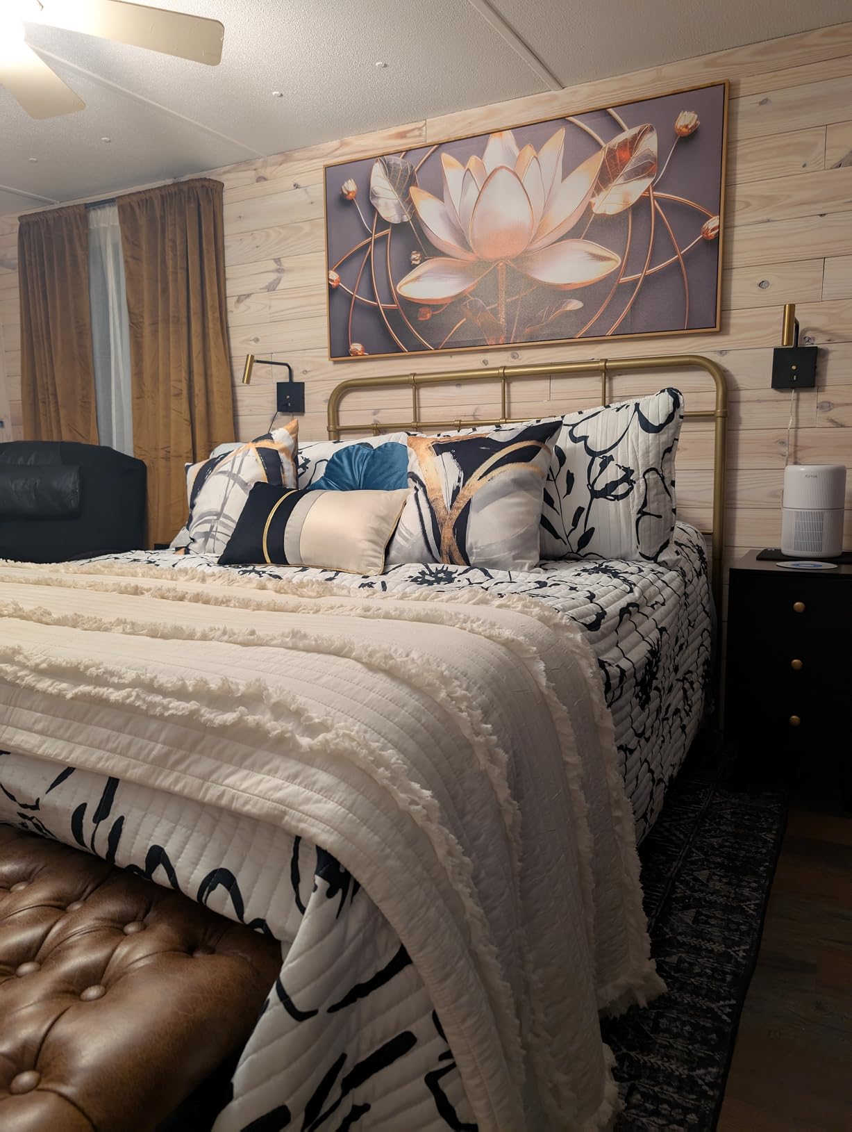 ENTANUB Abstract Wall Art for Bedroom, Black and White Canvas Wall Decor for Living Room, Smoke Picture Print, Size 40 x 20 Inches - Customer Photo 2