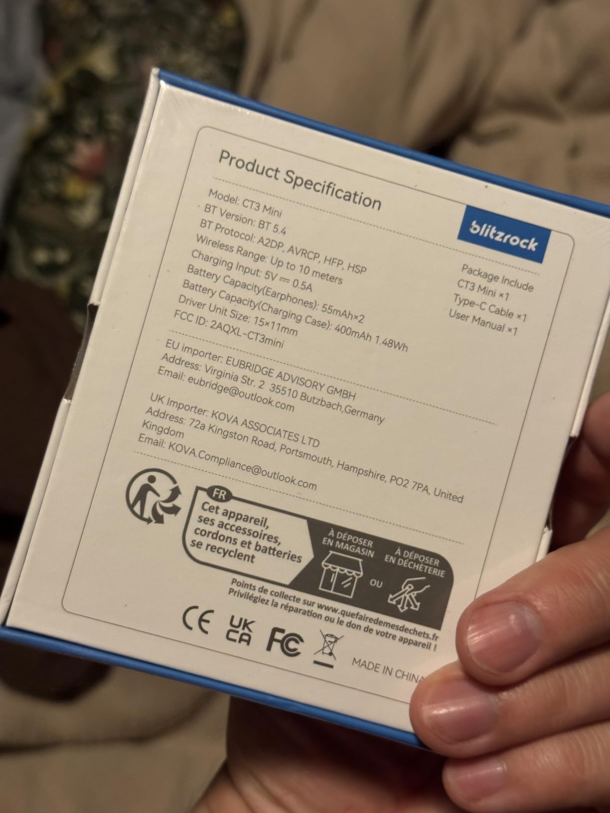 BlitzRock Open Ear Headphones 0.25oz Ultra Lightweight Comfort,0.7mm Thinner Earhooks, Bluetooth 5.4 Over The Ear Earbuds with Clear Calls, IPX7 Waterproof, 28H Playtime - Customer Photo 1