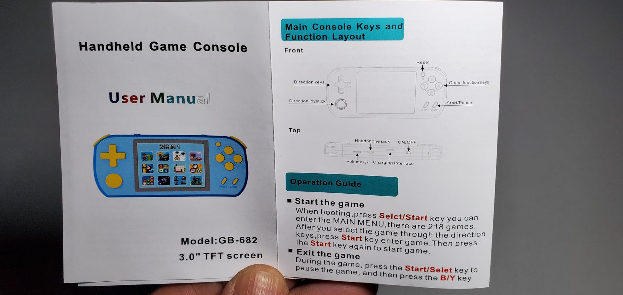 Handheld Games for Kids Preloaded 218 Retro Video Games, Portable Gaming System with 3.0