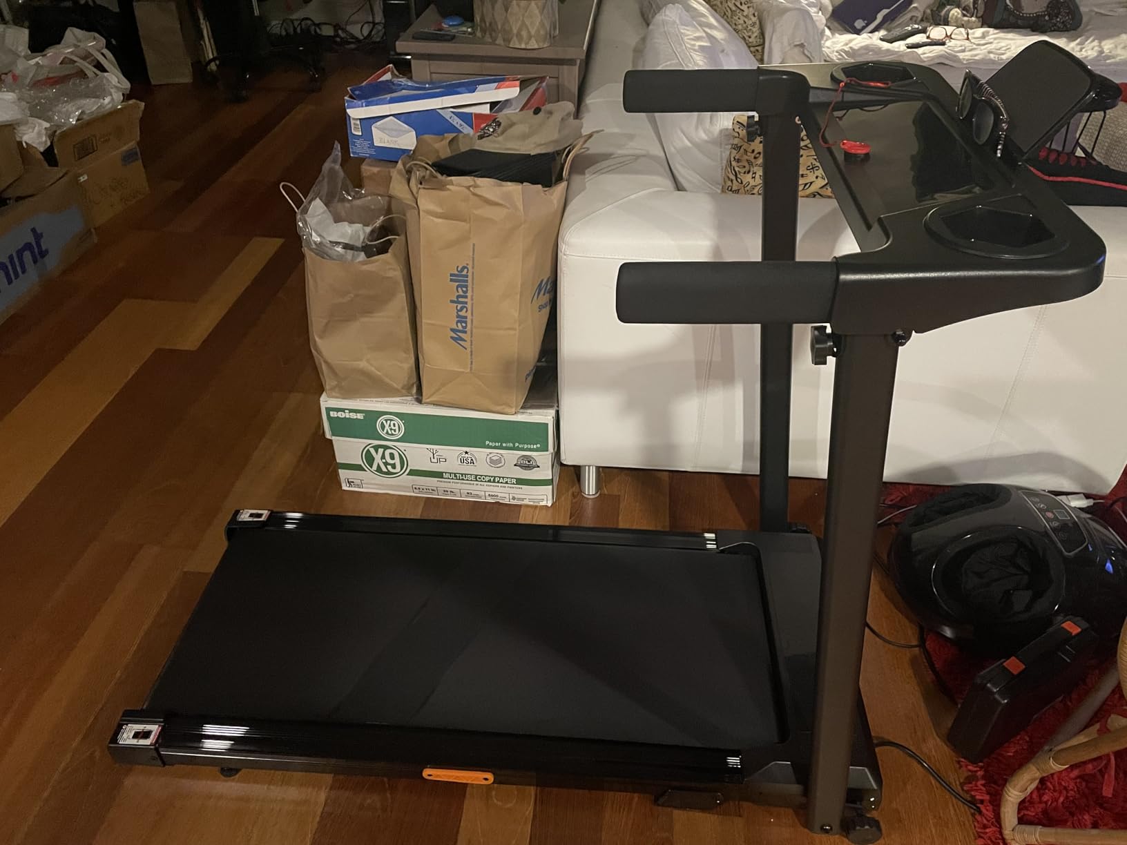 12% Incline Treadmill with Handle, 3-in-1 Portable Treadmills for Home and Office, Foldable Treadmills with 300 Lbs Weight Capacity, 3.0HP Quiet Walking Pad Treadmill, Three Touch Screen - Customer Photo 4