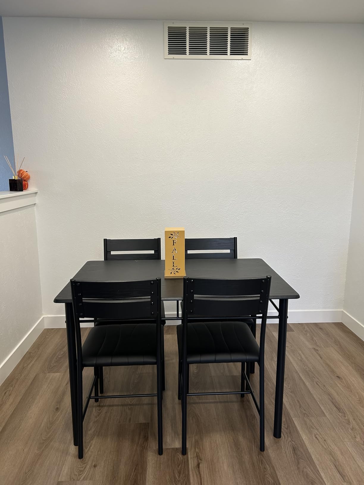 IRONCK Dining Table Set for 4, Wood Kitchen Table with Upholstered Chairs for Kitchen & Dining Room, Compact Dining Set for Small Spaces, Black - Customer Photo 4