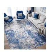 Washable Area Rugs 5'x7' Non-Slip Modern Abstract Soft for Living Room Entryway Bedroom Nursery, Print Pattern, Black Gray - Customer Photo 2