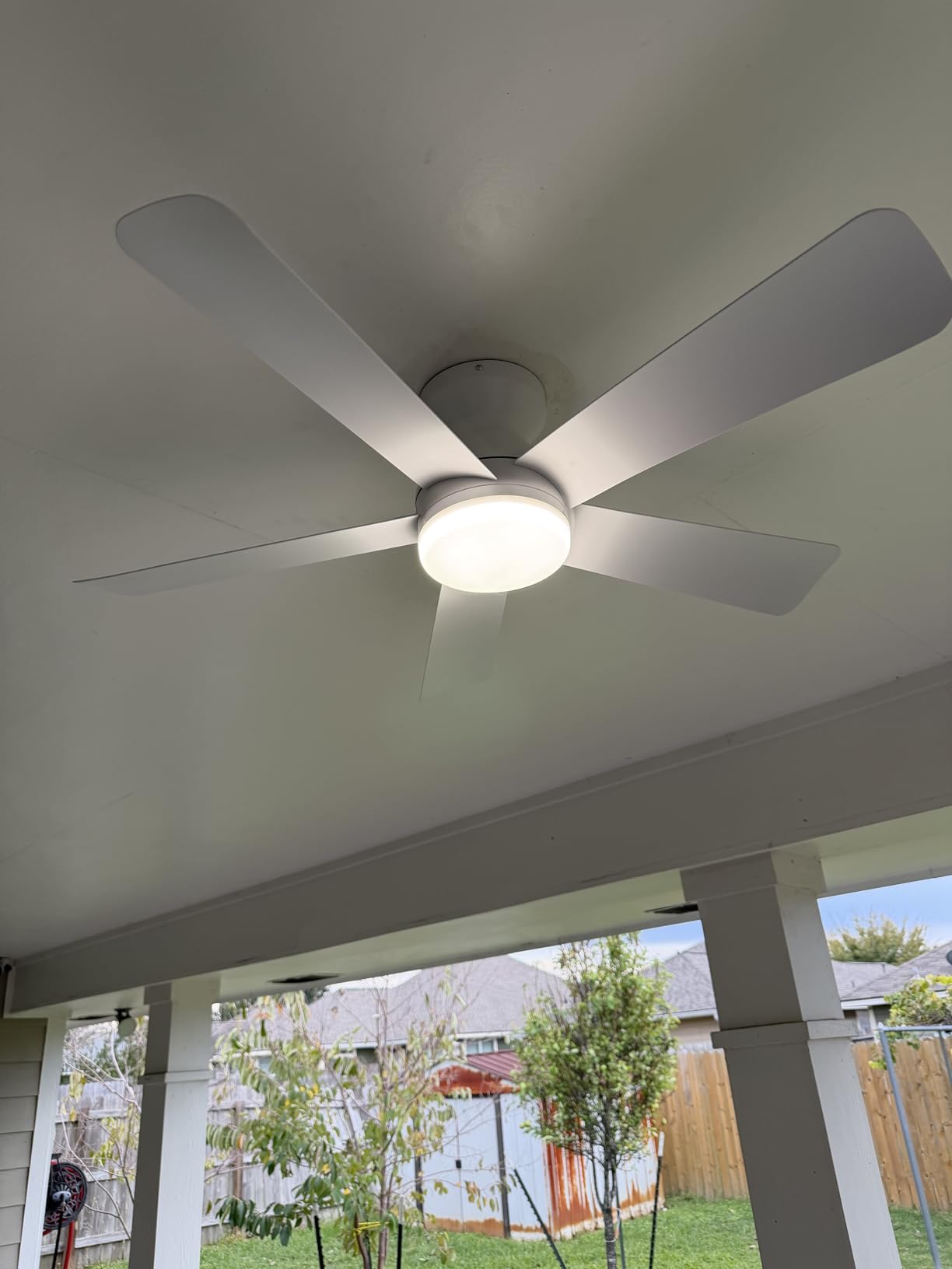 Depuley Modern Ceiling Fan with Light: 42-Inch Black Small Fans for Bedroom Indoor Outdoor - Dimmable Low Profile Ceiling Fans with Remote Control Flush Mount 5 Reversible Black Blades 6 Speeds Timer - Customer Photo 2