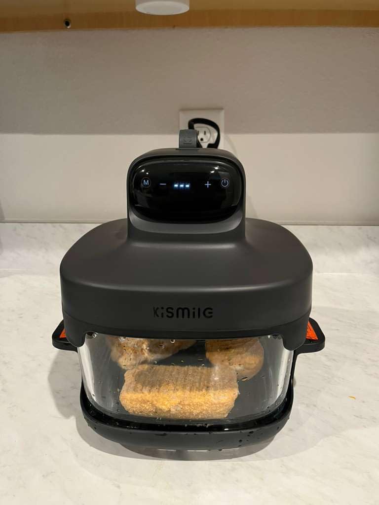 Kismile 5-in-1 Portable Glass Air Fryer, 2.6QT & 4.7QT Dual Glass Containers with Lids, 85% Less Oil, Compact Smart Air Fryer Oven for Deep Roast, Crisp, Keep Warm – Freezer & Dishwasher Safe - Customer Photo 1