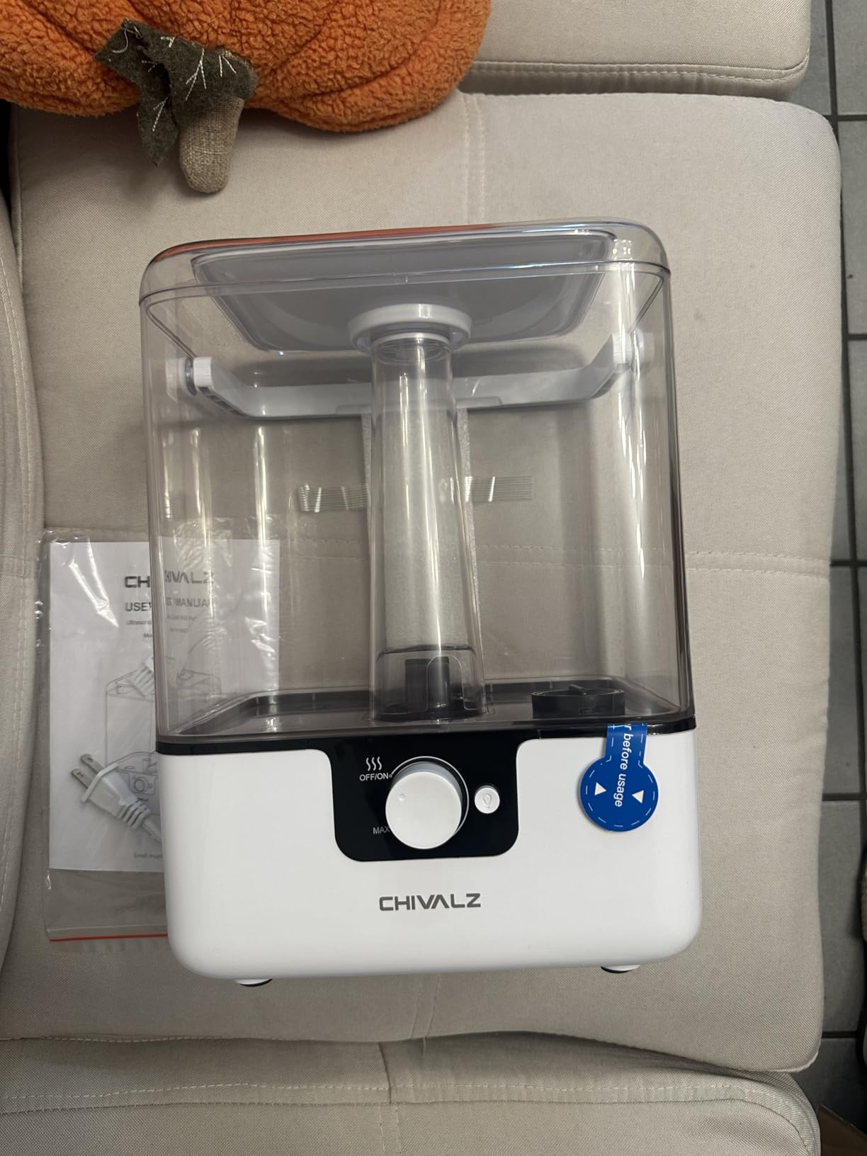 CHIVALZ Humidifiers for Bedroom, 6L Cool Mist Humidifiers for Baby Nursery, 26dB Quiet, 50H Runtime, Top Fill Humidifier for Large Room, Home, Plants, Nightlight, Oil Diffuser 1 Pack White - Customer Photo 1