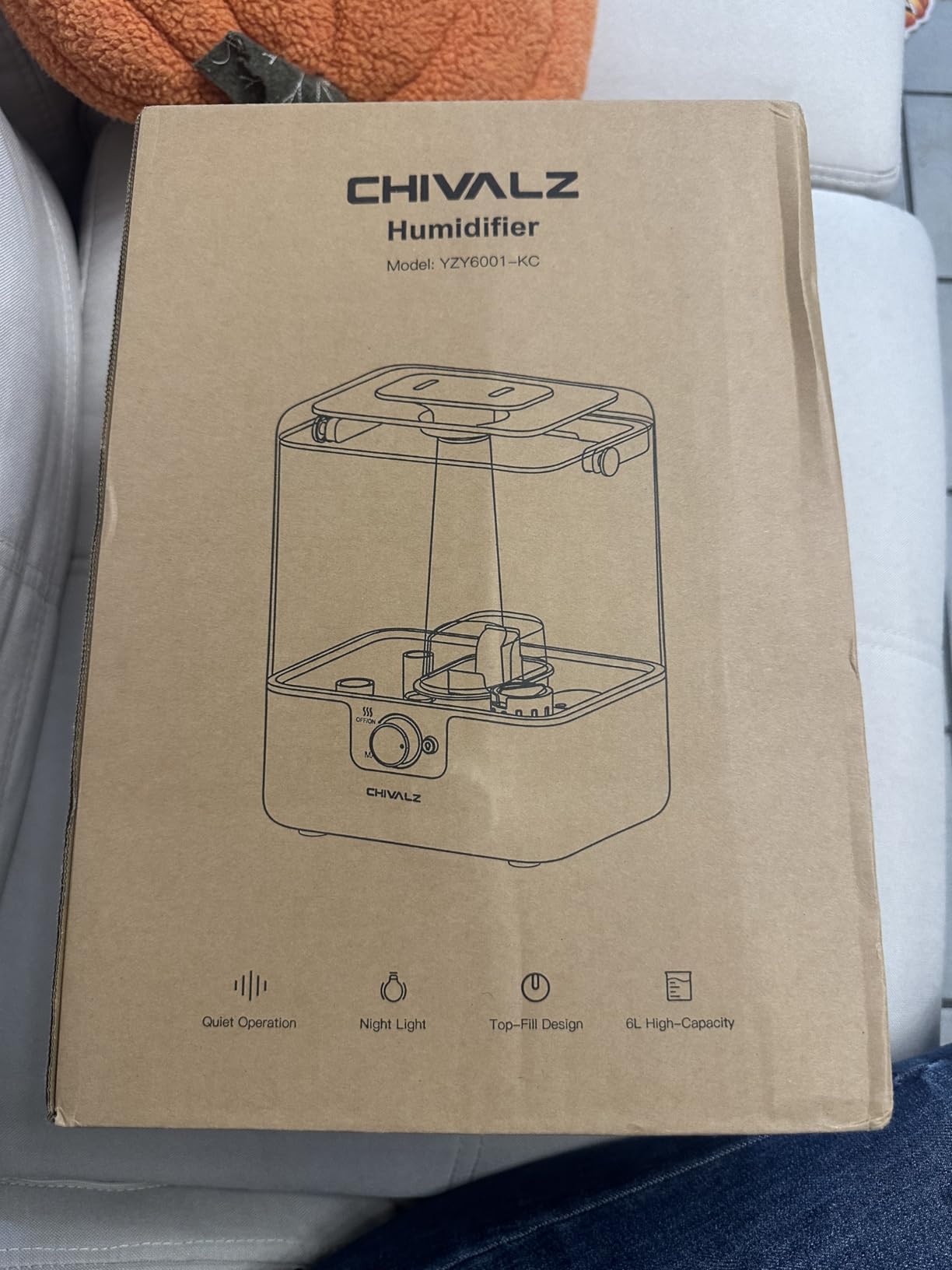 CHIVALZ Humidifiers for Bedroom, 6L Cool Mist Humidifiers for Baby Nursery, 26dB Quiet, 50H Runtime, Top Fill Humidifier for Large Room, Home, Plants, Nightlight, Oil Diffuser 1 Pack White - Customer Photo 2