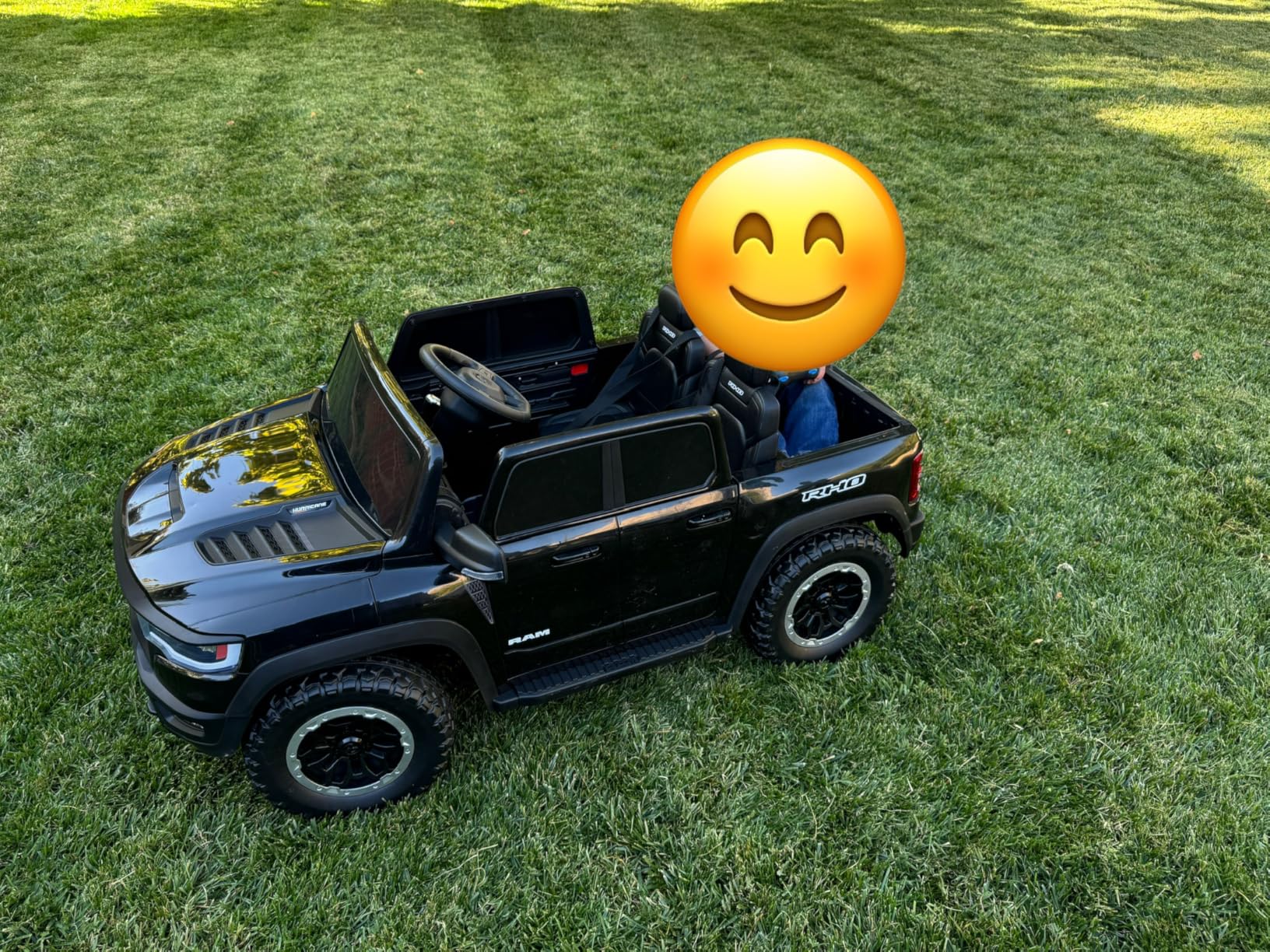 Licensed RAM 1500 RHO 24V Ride on Toys for Boys & Girls, 2 Seater Kids Electric Car, Kids Ride on Car w/Remote Control, LED Lights, Bluetooth Music, Truck Bed Storage(White) - Customer Photo 1