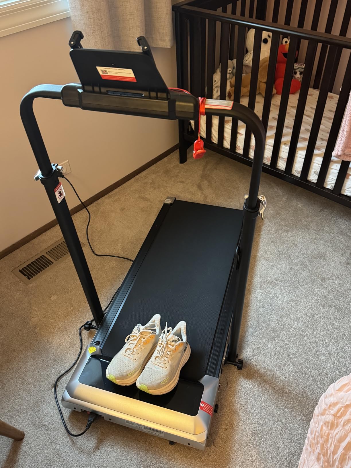 Walking Pad Treadmill with 12% Incline, 6 in 1 Folding Treadmill with Adjustable Handle Bar for Home/Office, Under Desk Treadmills Portable Walking Pad with App, Remote Control & LED Display - Customer Photo 1