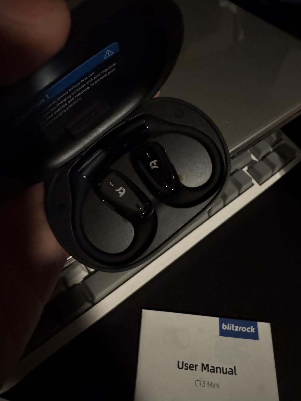 BlitzRock Open Ear Headphones 0.25oz Ultra Lightweight Comfort,0.7mm Thinner Earhooks, Bluetooth 5.4 Over The Ear Earbuds with Clear Calls, IPX7 Waterproof, 28H Playtime - Customer Photo 2