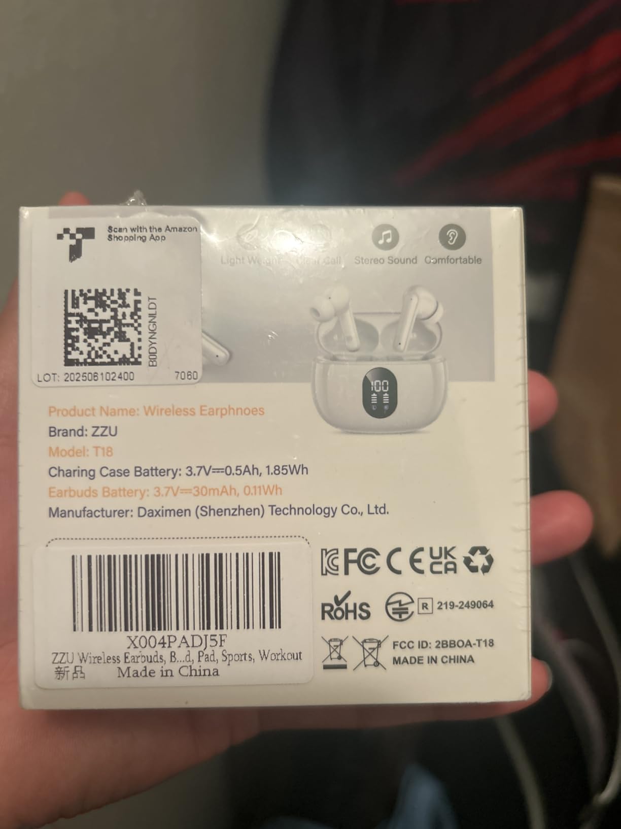 Wireless Earbuds Bluetooth 5.3 Ear Buds, Hi-Fi Stereo Bass Ear Buds with 48H Playtime & LED Display, Lightweight in-Ear Headphones with Mic, IPX7 Waterproof, Touch Control for iPhone Customer Review Wireless Earbuds Bluetooth 5.3 Ear Buds, Hi-Fi Stereo Bass Ear Buds with 48H Playtime & LED Display, Lightweight in-Ear Headphones with Mic, IPX7 Waterproof, Touch Control for iPhone - Customer Photo 1