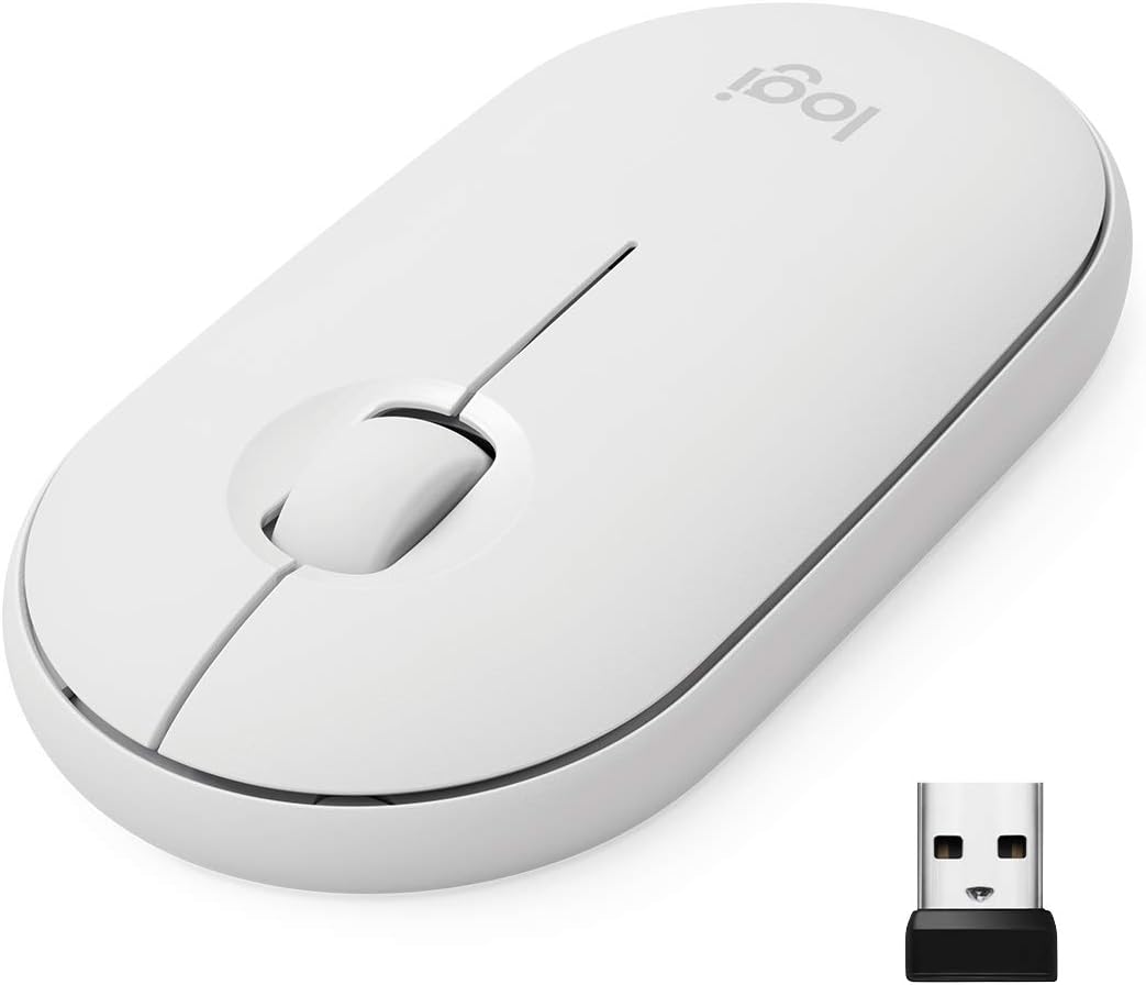 Logitech Pebble Wireless Mouse with Bluetooth or 2.4 GHz Receiver - Off White - Customer Photo 1