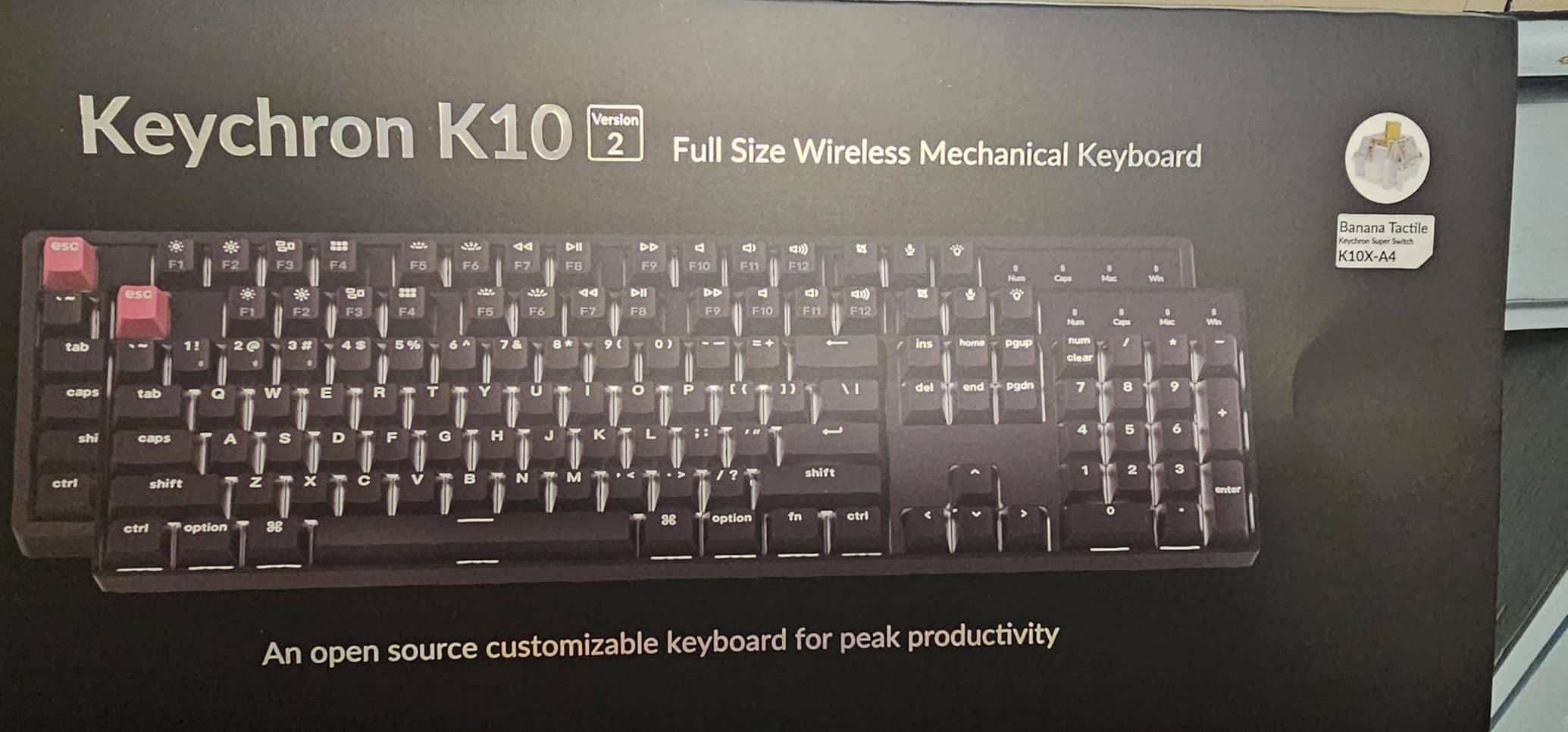 Keychron K10 Full Size 104 Keys Bluetooth Wireless Mechanical Gaming Keyboard for Mac Windows with Keychron Super Brown Switch, Multitasking/White LED Backlight/USB C Wired Computer Keyboard - Customer Photo 1
