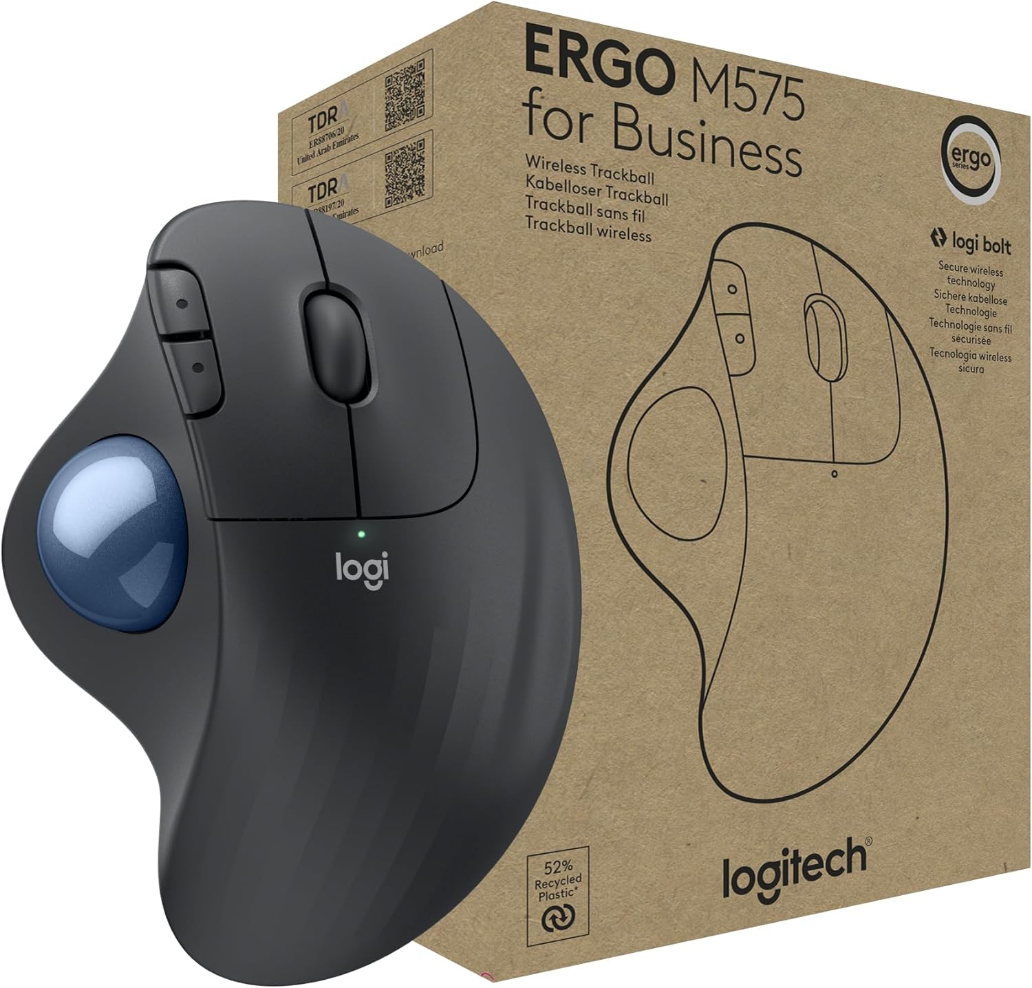 Logitech Ergo M575 Wireless Trackball for Business - Easy Thumb Control, Ergonomic Design, Secured Logi Bolt, Bluetooth, Globally Certified, Windows/Mac/Chrome/Linux - Graphite - Customer Photo 1