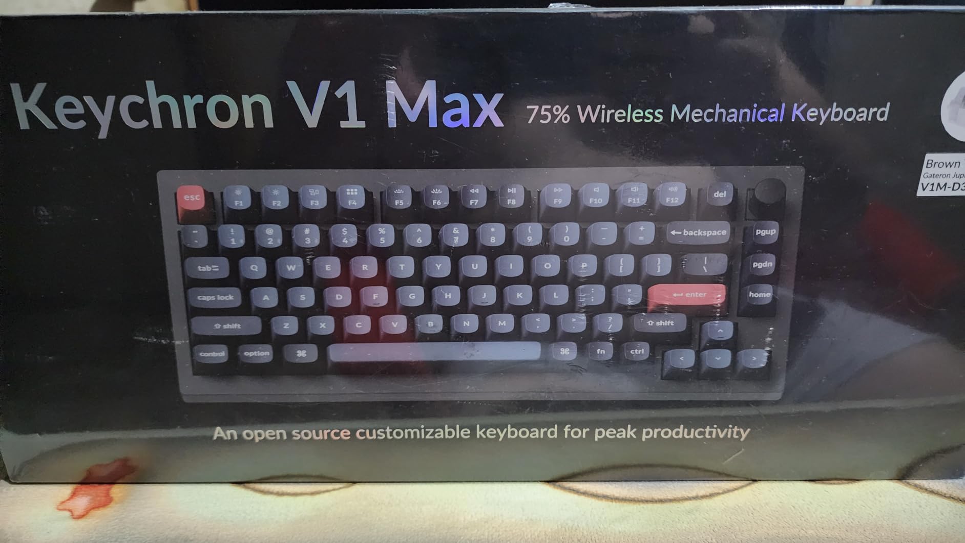 Keychron V1 Max 75% RGB Custom Mechanical Keyboard, 2.4Ghz/Bluetooth 5.1/Wired QMK/VIA Programmable Macro, Hot-Swappable Gateron Jupiter Red Switch Gasket Mount for Mac Windows Linux Customer Review Keychron V1 Max 75% RGB Custom Mechanical Keyboard, 2.4Ghz/Bluetooth 5.1/Wired QMK/VIA Programmable Macro, Hot-Swappable Gateron Jupiter Red Switch Gasket Mount for Mac Windows Linux - Customer Photo 1