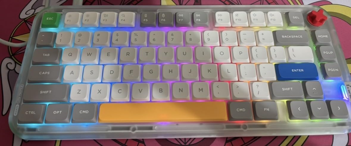 nuphy Kick75 Wireless Mechanical Keyboard with Knob,75% Layout 80 Keys RGB Backlit, Hot Swappable Low Profile Keyboard with PBT Keycaps,Gaming Keyboards, Support BT/2.4G/USB-C (Blush Nano Switch) Customer Review nuphy Kick75 Wireless Mechanical Keyboard with Knob,75% Layout 80 Keys RGB Backlit, Hot Swappable Low Profile Keyboard with PBT Keycaps,Gaming Keyboards, Support BT/2.4G/USB-C (Blush Nano Switch) - Customer Photo 1