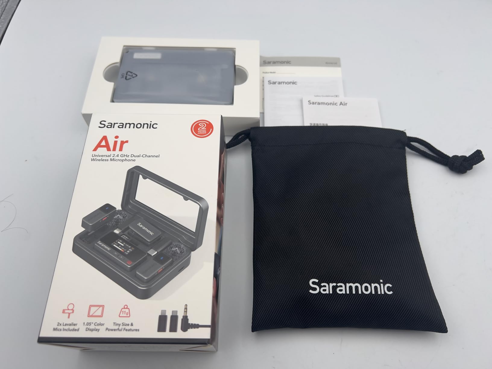 Saramonic Air Wireless Microphone for iPhone/Camera/Android, 11g Ultralight, 48kHz/24-bit,120dB Max SPL, 2 Lavalier Microphones, 300m Range, Noise Cancelling, 30h Use, Vlog - Customer Photo 1